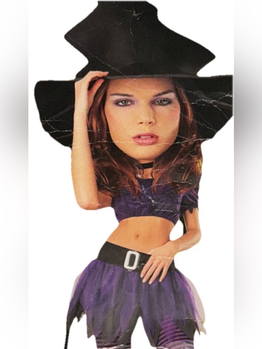 Disguise S WOMEN’S WITCH DRESS Hat Purple Black Crop Top, Skirt, Tights, Hat SET